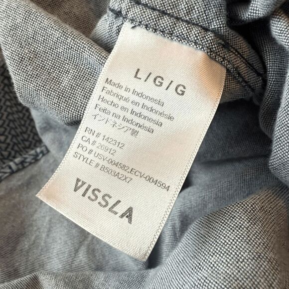 Vissla Boys Cotton Geometric Short Sleeve Collared Button Down Shirt Green Large - Picture 4 of 11